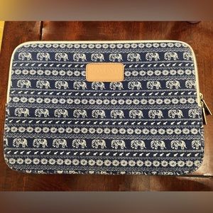 KAYOND 13” laptop sleeve. Blue bohemian elephant print